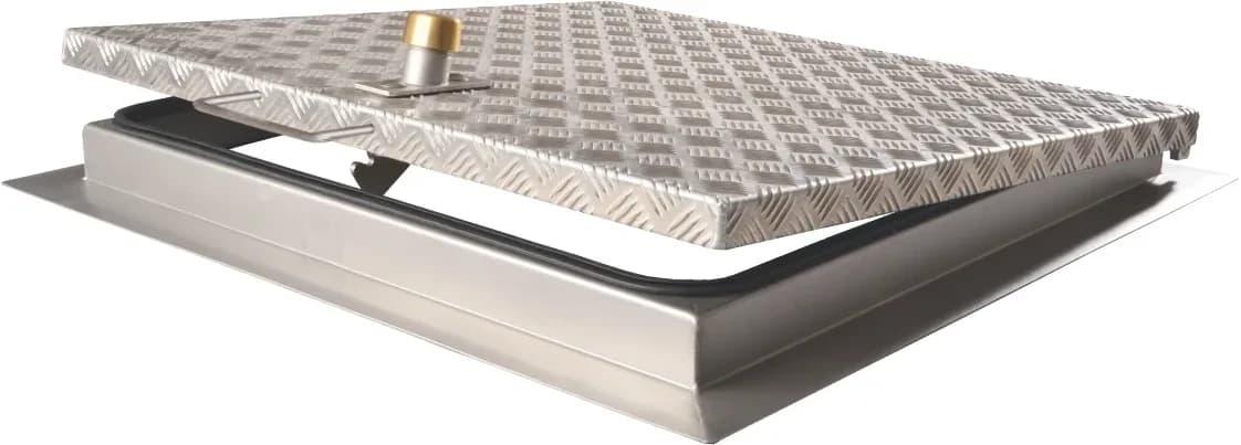Capac cu deschidere asistata, finisaj tabla striata, aluminiu A15, 600x600, BAUKANAL, imaginea 2