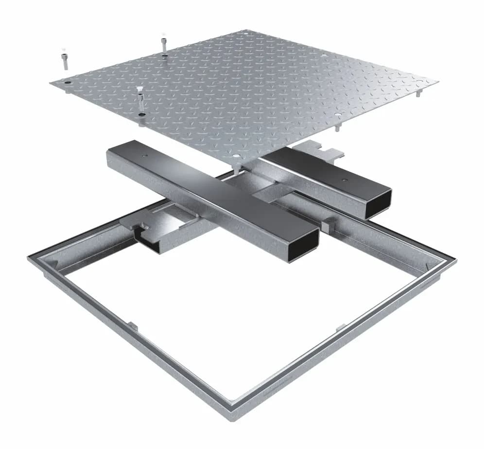 Capac cu tablă striată, oțel inoxidabil C250, 400x400, BAUKANAL